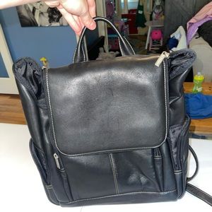 Le Donne Vintage Black Leather Backpack Purse Handbag